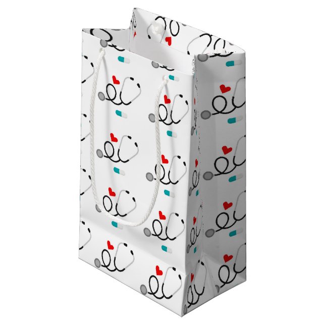 Love Nursing fun medical pattern party bag (Front Angled)