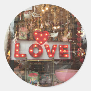 LOVE NYC Valentine's Day Store Window Heart Sign Classic Round Sticker