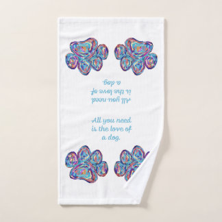 Love Of A Dog Paw Print Hand Towel