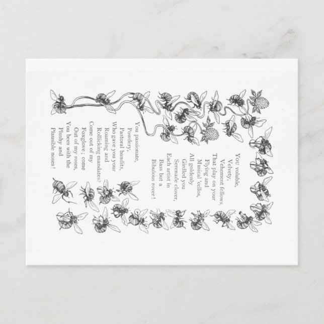 Love of Bees - Vintage Image and Poem Postcard (Front)
