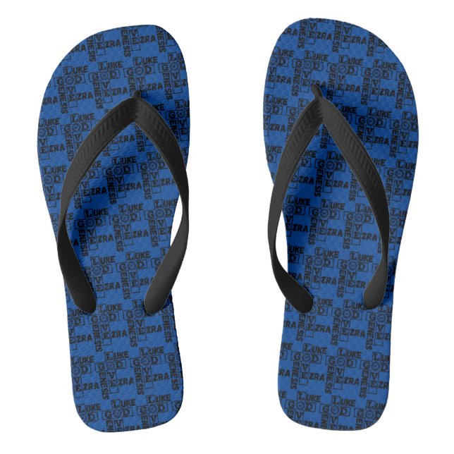 Love Of God Biblical Crossword Blu All-Over Unisex Flip Flops (Footbed)