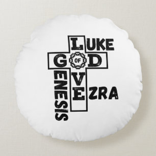 Love Of God Biblical Crossword Round Pillow
