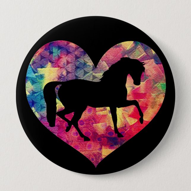 Love of Horses 4 Inch Round Button (Front)