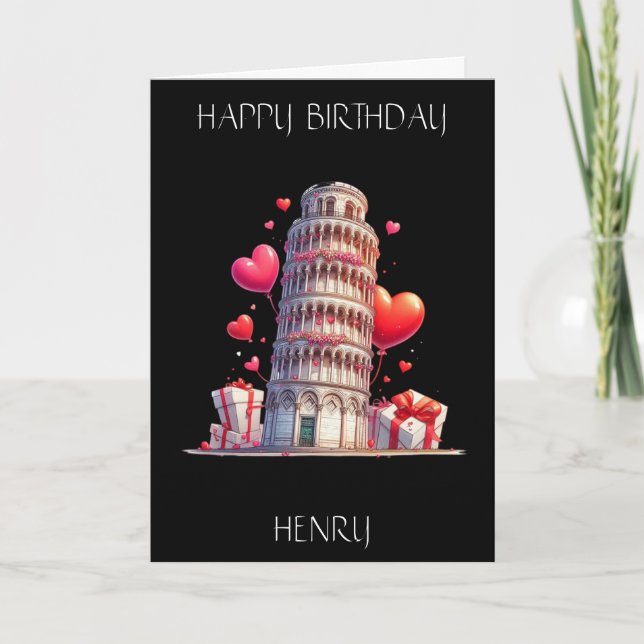 Love of Italy, Leaning Tower of Pisa. Editable Card (Front)