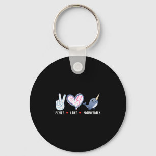 Love of peace narwhale for girls boys children keychain