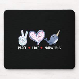 Love of peace narwhale for girls boys children mouse pad