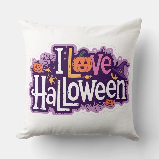 Love of Pink Halloween Throw Pillow: Festive New M Throw Pillow (Front)