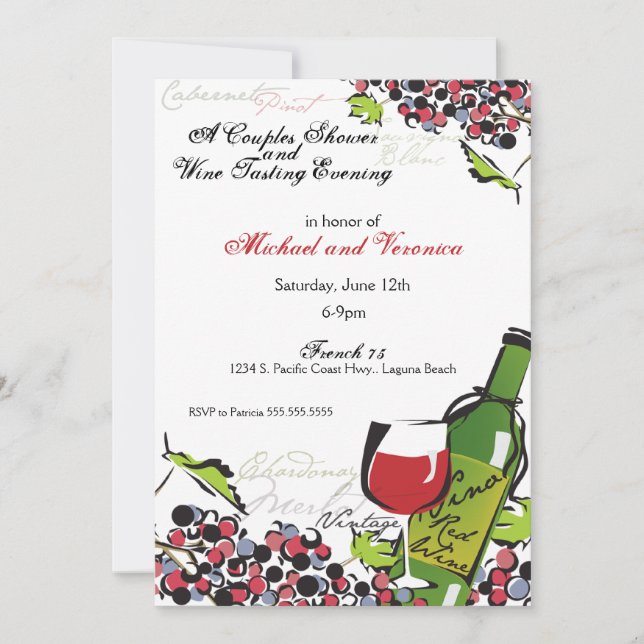 Love of Wine and Grape Invitation (Front)