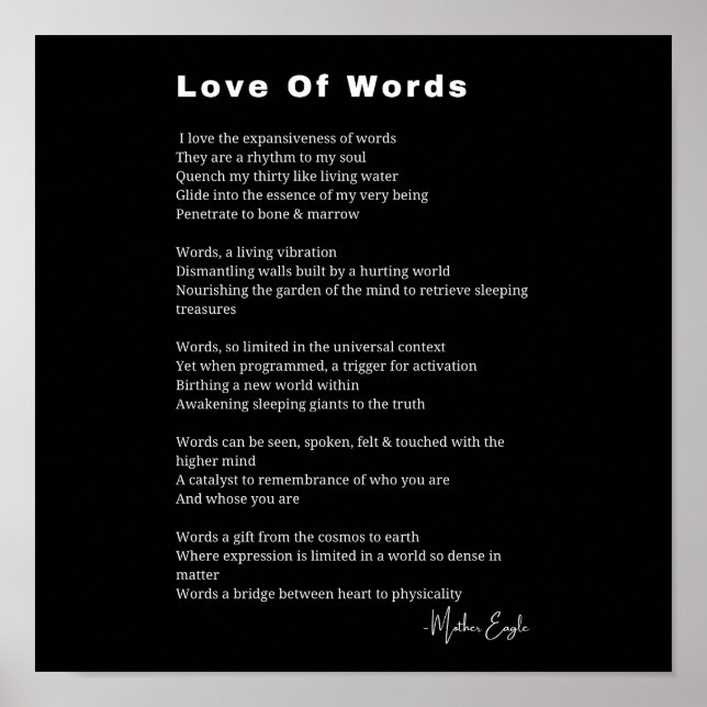 Love Of Words poème poème poésie mur art poster (Devant)