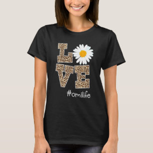 Love Omi Life Leopard Daisy Flower T-Shirt