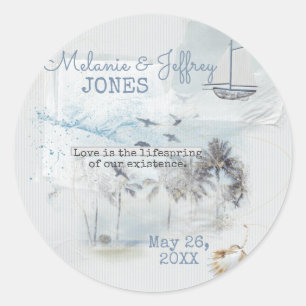 Love On A Beach Classic Round Sticker