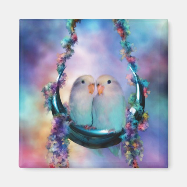 Love On A Moon Swing Art Magnet (Front)