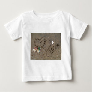 Love on beach w/  hearts baby T-Shirt