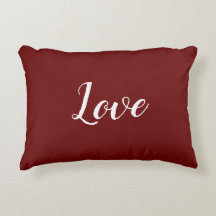 "Love" on Pretty Deep Red Accent Pillow