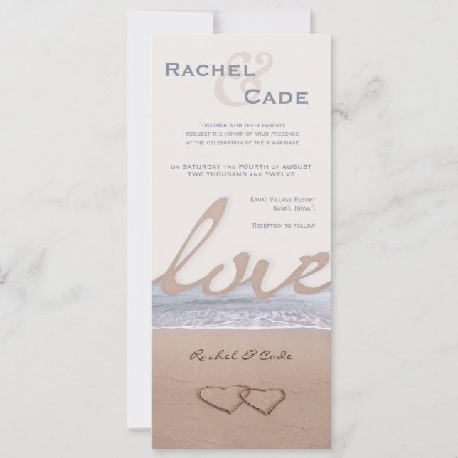 Love on the Beach Wedding Invitations (Front)