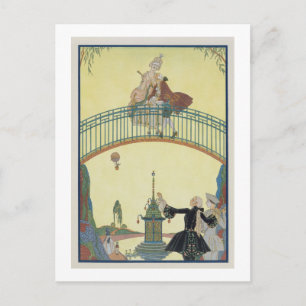 Love on the Bridge, illustration for 'Fetes Galant Postcard