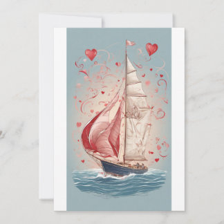 Love on the Horizon: Valentine's Day Sailboat Gree Holiday Card