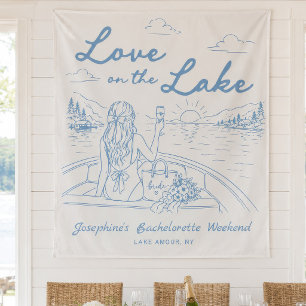 Love on the Lake Bachelorette Party Banner Tapestry