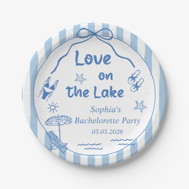 Love On The Lake Bachelorette Party  Paper Plate (Front)