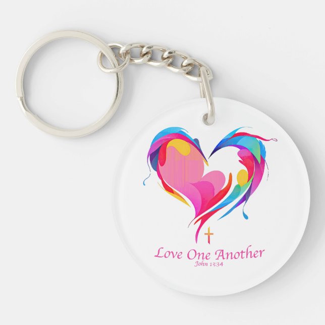Love One Another Bible Verse John 1334  Keychain (Front)