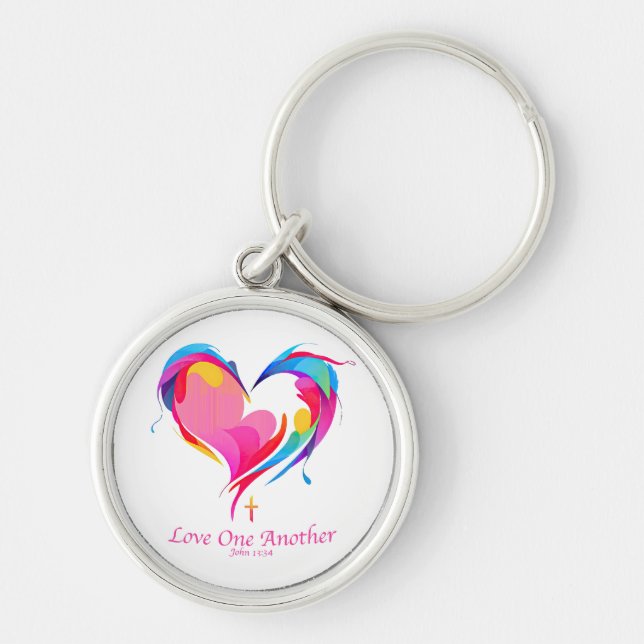 Love One Another Bible Verse John 1334  Keychain (Front)