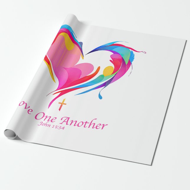 Love One Another Bible Verse John 1334  Wrapping Paper (Unrolled)