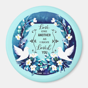 Love One Another Blue and White Doves Magnet