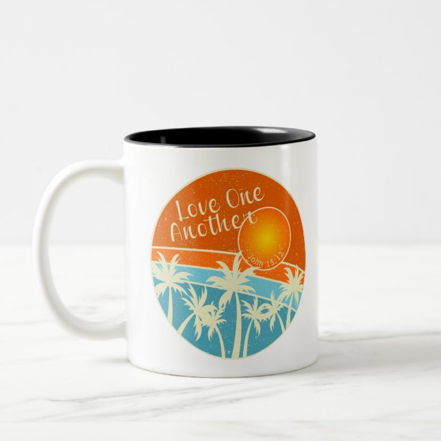 Love One Another Christian Design Two-Tone Coffee Mug (Left)