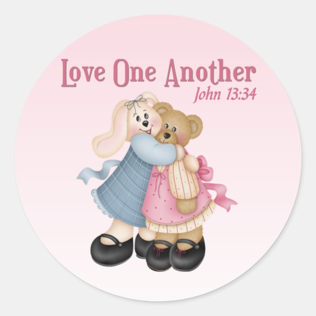 Love One Another Classic Round Sticker (Front)