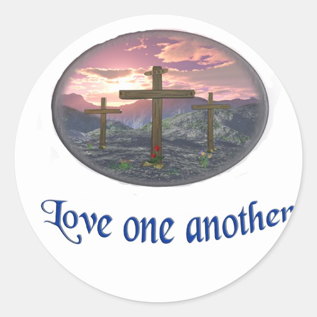 Love one another classic round sticker (Front)