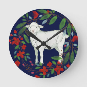 Love One Another Lamb & Floral Wall Clock