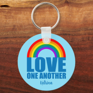 Love One Another Rainbow Christian Custom Keychain
