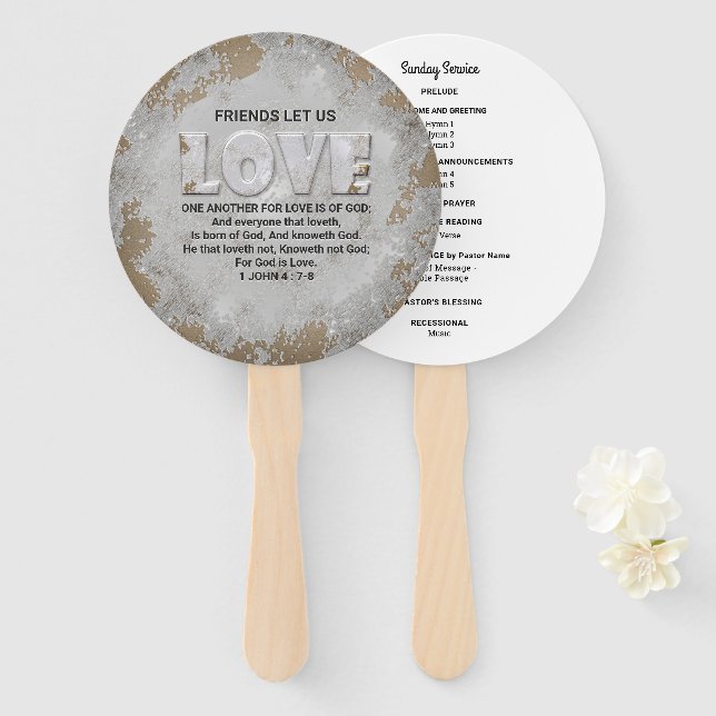 Love One Another Scripture Verse 1 John 4:7-8 Hand Fan (Front and Back)