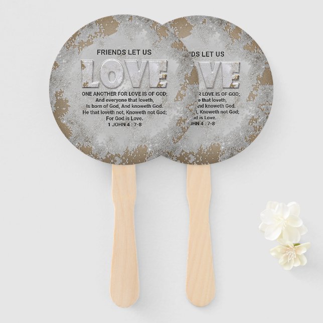 Love One Another Scripture Verse 1 John 4:7-8 Hand Fan (Front and Back)