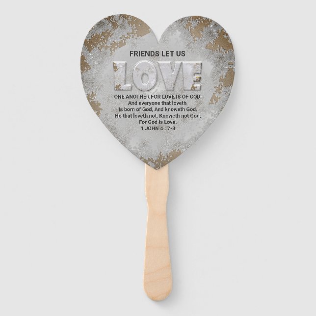 Love One Another Scripture Verse 1 John 4:7-8 Hand Fan (Front)