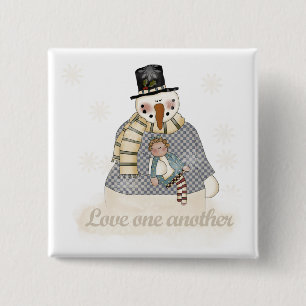 Love One Another Snowman T-shirts and Gifts 2 Inch Square Button