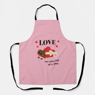 Love One Chocolate at a Time Funny Quote Apron