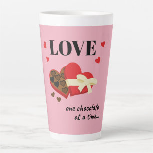Love One Chocolate at a Time Funny Quote Latte Mug
