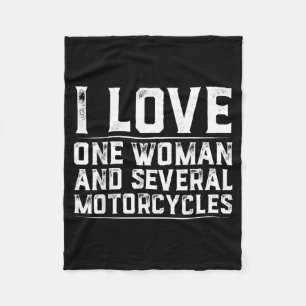 Love One Woman and Several Motorcycles Motorcycle Fleece Blanket