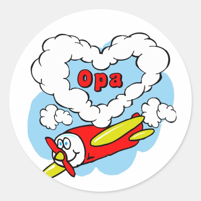 Love Opa Kids Airplane Classic Round Sticker (Front)