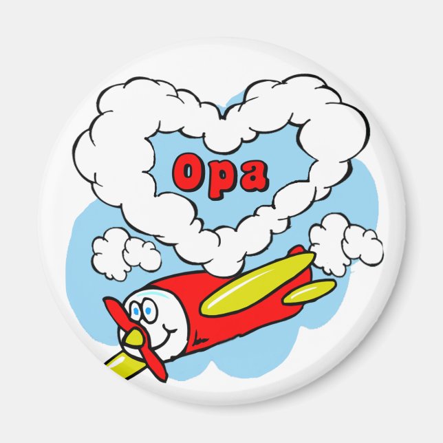 Love Opa Kids Airplane Magnet (Front)