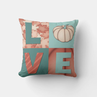 Love Orange Turquoise Fall Throw Pillow