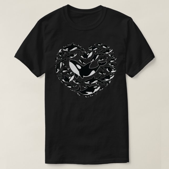 Love Orca Gifts Killer Whale Heart Shape  T-Shirt (Design Front)