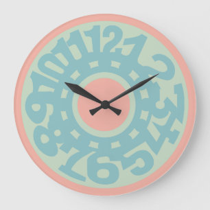 LOVE Original Numbers Pastel colors by Masanser Large Clock
