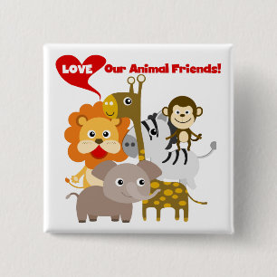 Love Our Animal Friends 2 Inch Square Button