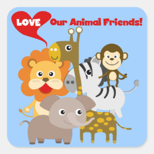 Love Our Animal Friends Square Sticker