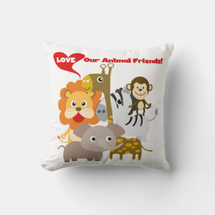 Love Our Animal Friends Throw Pillow