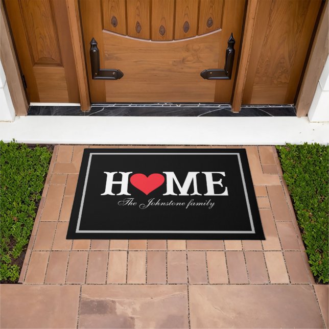 Love Our Home Script Name Modern Cool Outdoor Doormat (Outdoor)