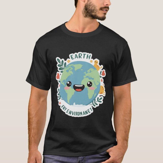 Love Our Planet Earth Sticker man's t-shirt  (Front)