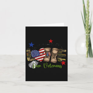 Love Our Veterans Day Proud Military American Flag Card